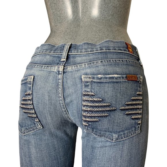 7 For All Mankind Colette Capri Womens Jeans Tag 28 Blue Low-Rise W31xL15 Denim - Picture 1 of 12